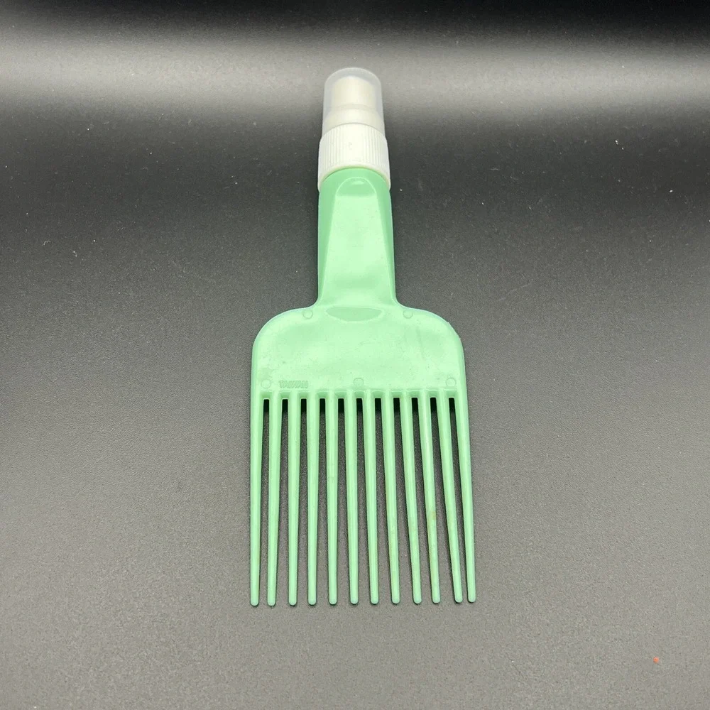 VTG Mint Green Flower Hair Pick Lift Comb Afro‎ Fro with Spray Bottle Handle